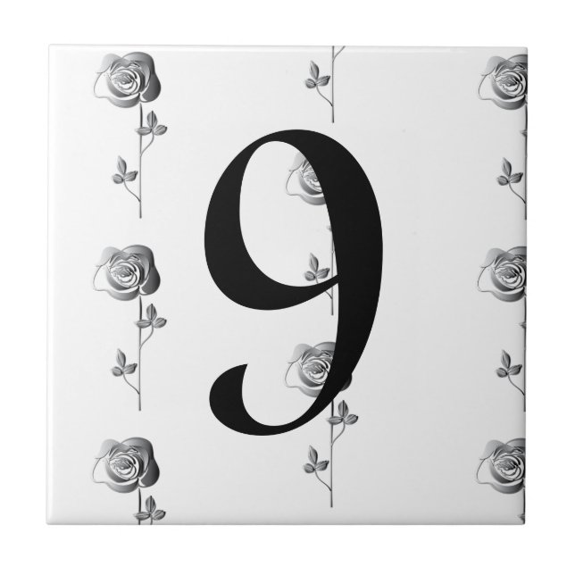 3D Roses House Single Digit Number Tile (Front)