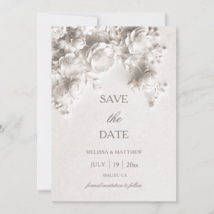 3D Roses White Sculptured Flowers Save The Date