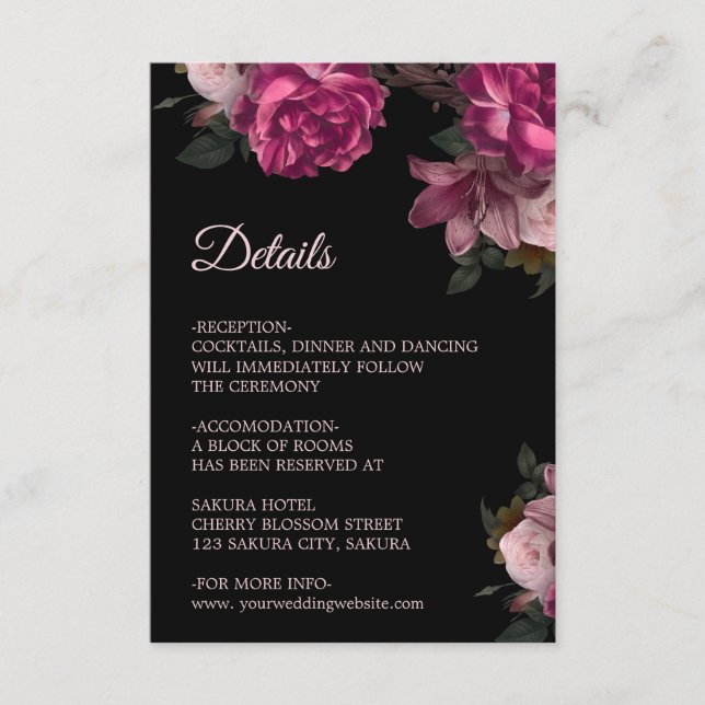 3D Roses Wildflowers Apricot Black Enclosure Card (Front)