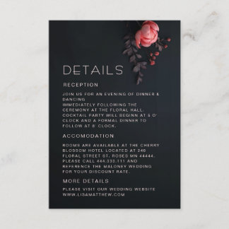 3D Roses Wildflowers Dark Moody Enclosure Card