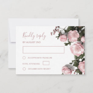 3D  Roses Wildflowers Wedding RSVP Card