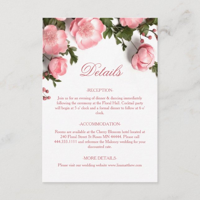 3D Roses Wildflowers White Enclosure Card (Front)