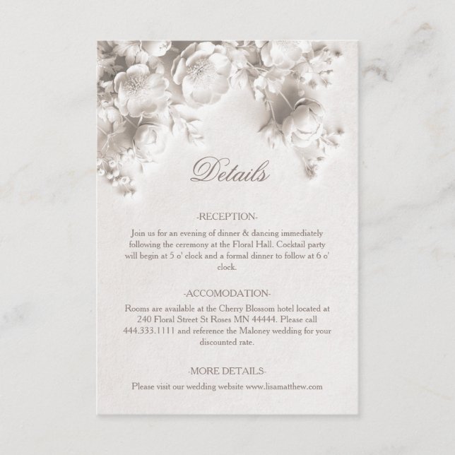 3D Roses Wildflowers White Enclosure Card (Front)