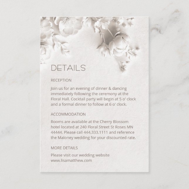 3D Roses Wildflowers White Enclosure Card (Front)