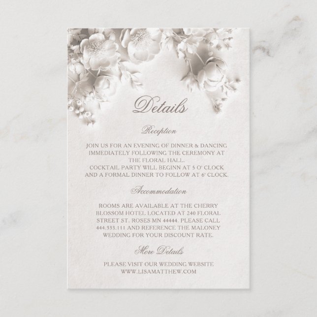 3D Roses Wildflowers White Enclosure Card (Front)
