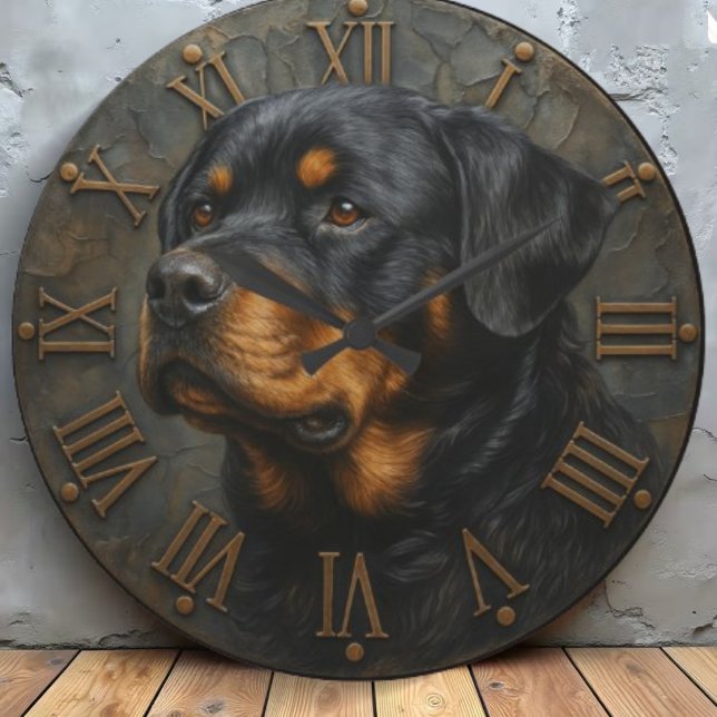 3D Rottweiler rustic pet sculpture dog lover gift Large Clock (Creator Uploaded)