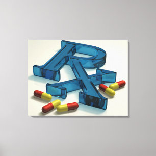 3D RX symbol with capsules Canvas Print