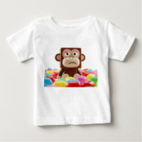 3D Sad Square Monkey Character with Colourful Jell