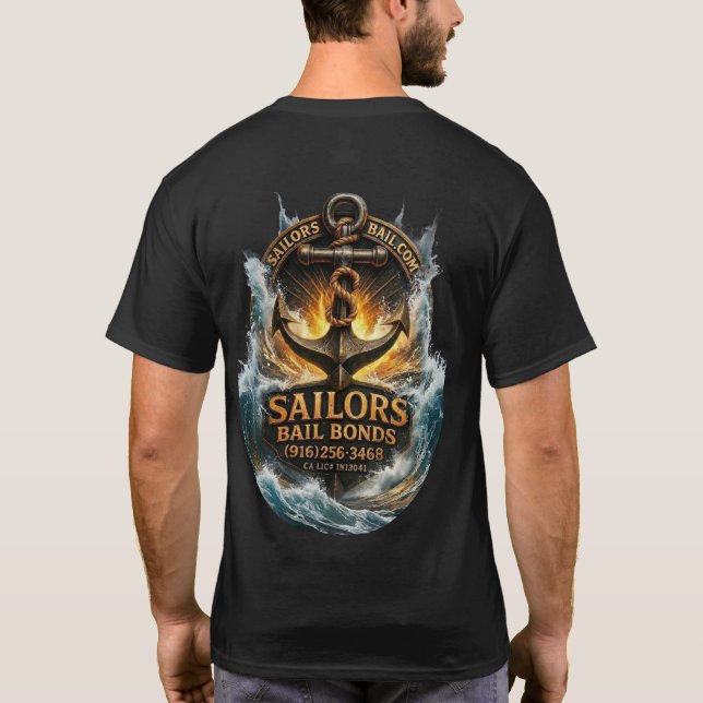 3D Sailors Bail Bonds Splash Down T-Shirt (Back)