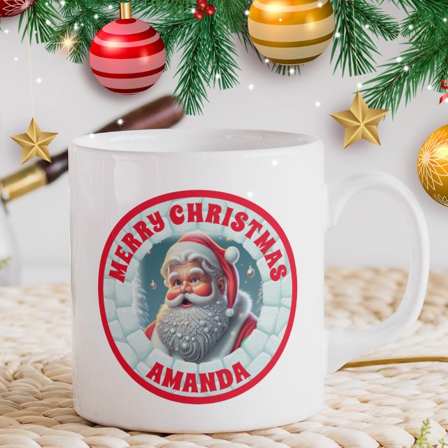 3D Santa Christmas Personalised Kids Hot chocolate Coffee Mug (Creator Uploaded)