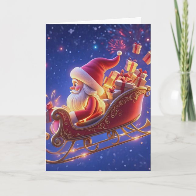 3D Santa Claus Christmas Greeting Card – Festive H (Front)