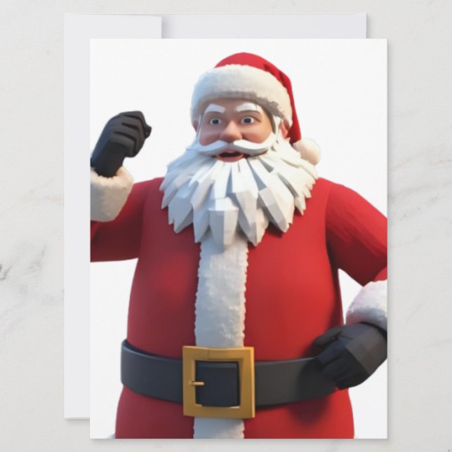3D Santa Claus Christmas Greeting Card – Festive H (Front)