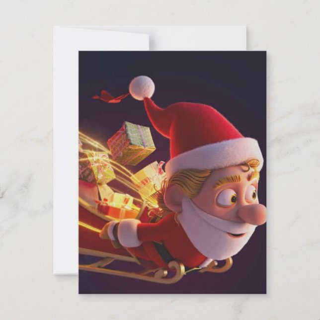 3D Santa Claus Christmas Greeting Card – Festive H (Front)