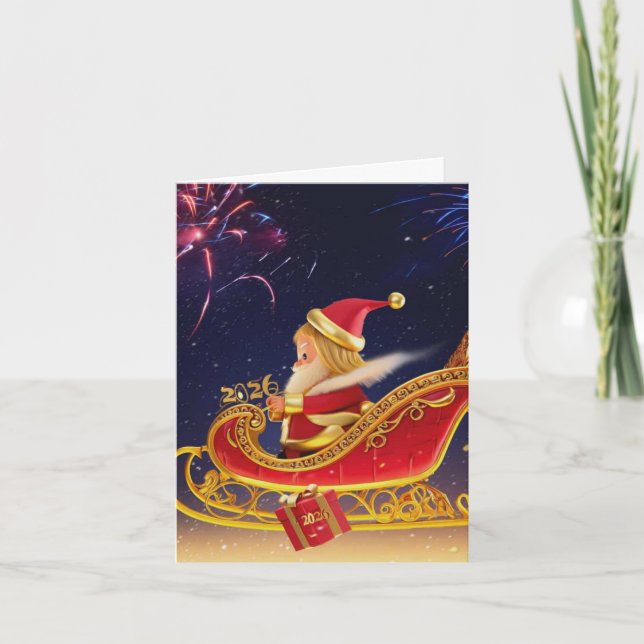 3D Santa Claus Christmas Greeting Card – Festive H (Front)