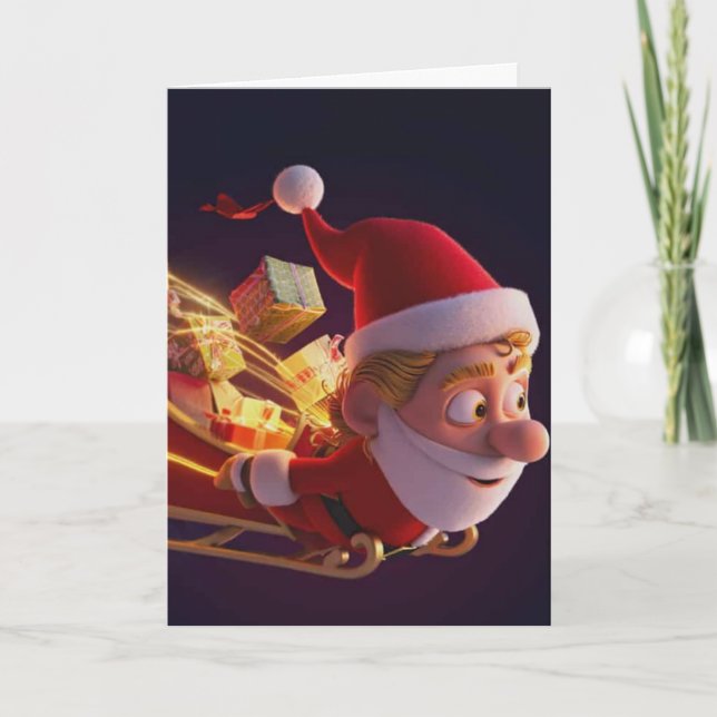 3D Santa Claus Christmas Greeting Card – Festive H (Front)