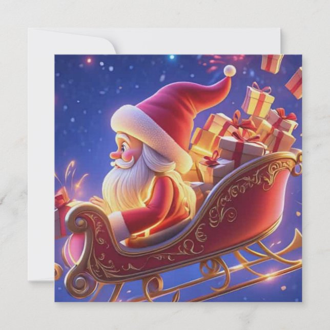 3D Santa Claus Christmas Greeting Card – Festive H (Front)