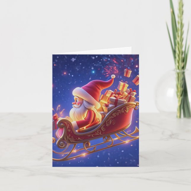 3D Santa Claus Christmas Greeting Card – Festive H (Front)
