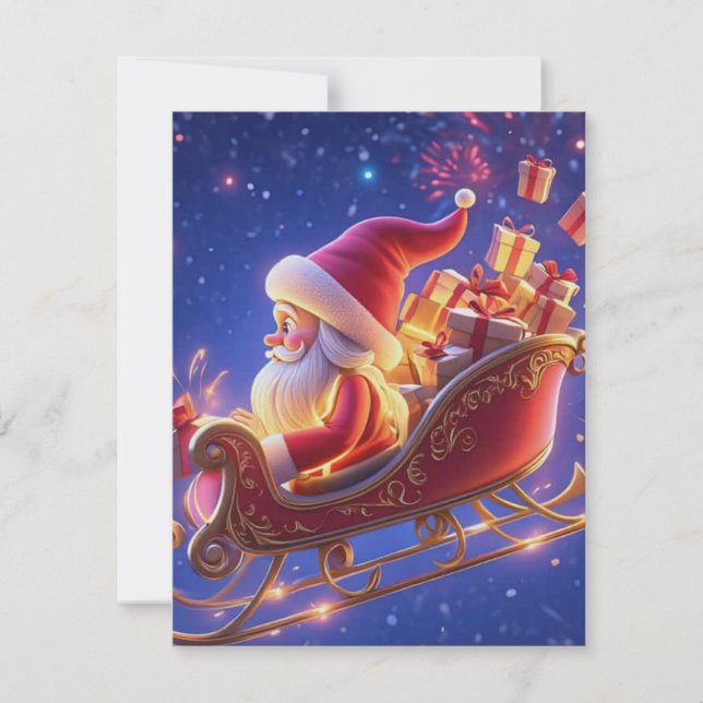 3D Santa Claus Christmas Greeting Card – Festive H (Front)
