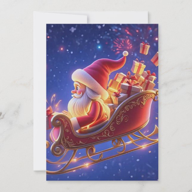 3D Santa Claus Christmas Greeting Card – Festive H (Front)