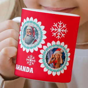 3D Santa Claus Christmas Personalised Kids Photo Coffee Mug