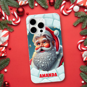3D Santa Claus Christmas Personalised Name iPhone 15 Pro Max Case