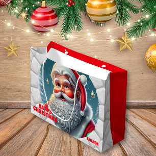 3D Santa Claus Christmas Red Holiday Large Gift Bag