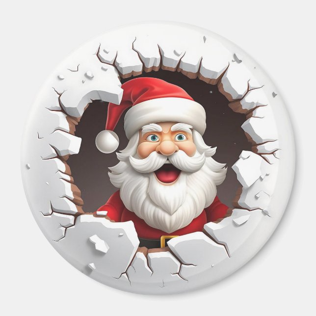 3D Santa Emerges from Ice Magnet (Front)