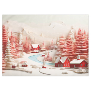 3D Scandinavian Winter Landscape Tablecloth