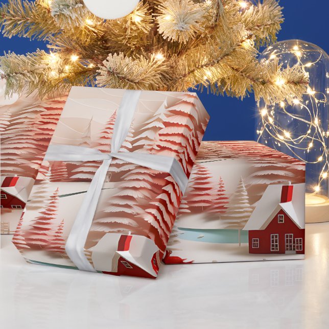 3D Scandinavian Winter Landscape Wrapping Paper (Holidays)