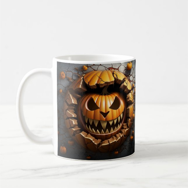 3d Scary Halloween Pumpkin Mug (Left)