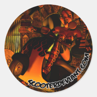 3D Scooter Deviant Classic Round Sticker