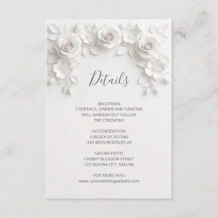 3D Sculptured Roses Minimalist White Enclosure Card