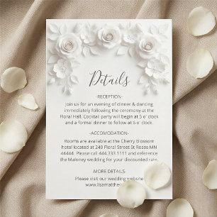 3D Sculptured Roses Minimalist White Enclosure Card