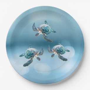 3D Sea Turtles  Ocean Themed Paper Plate