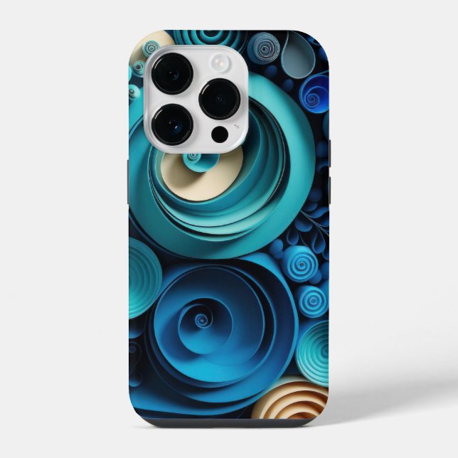 3D Shades of Blue  iPhone Case (Back)