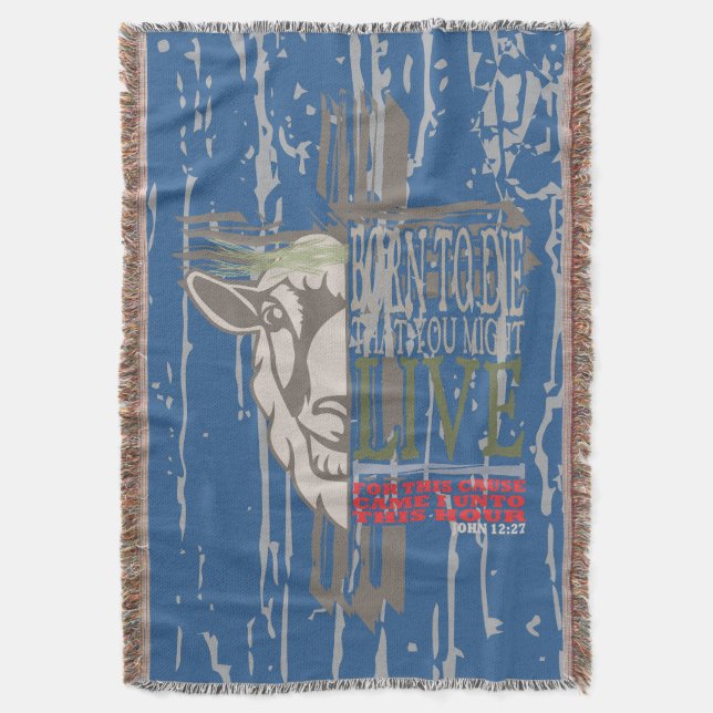 3D Shadow Cross Sacrificial Lamb Born To Die Throw Blanket (Front Vertical)