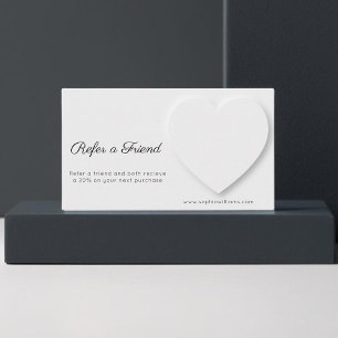 3D shadow white heart minimalist  Referral Card