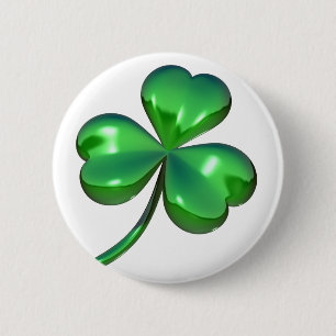 3D Shamrock 6 Cm Round Badge