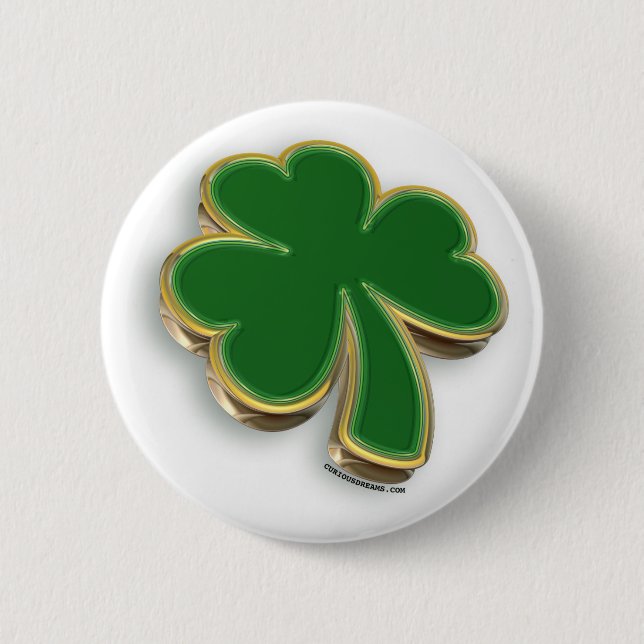 3D Shamrock 6 Cm Round Badge (Front)