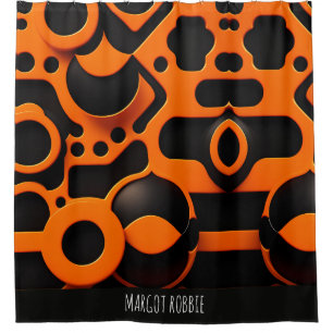3D Shapes Circles Orange Urban Geometric Pattern Shower Curtain