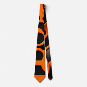 3D Shapes Circles Orange Urban Geometric Pattern Tie