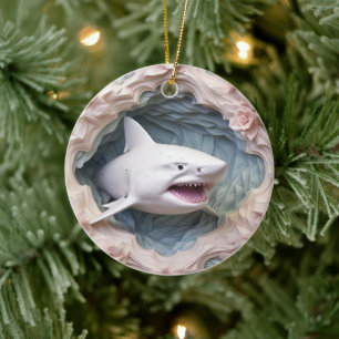 3D Shark Christmas Ceramic Tree Decoration