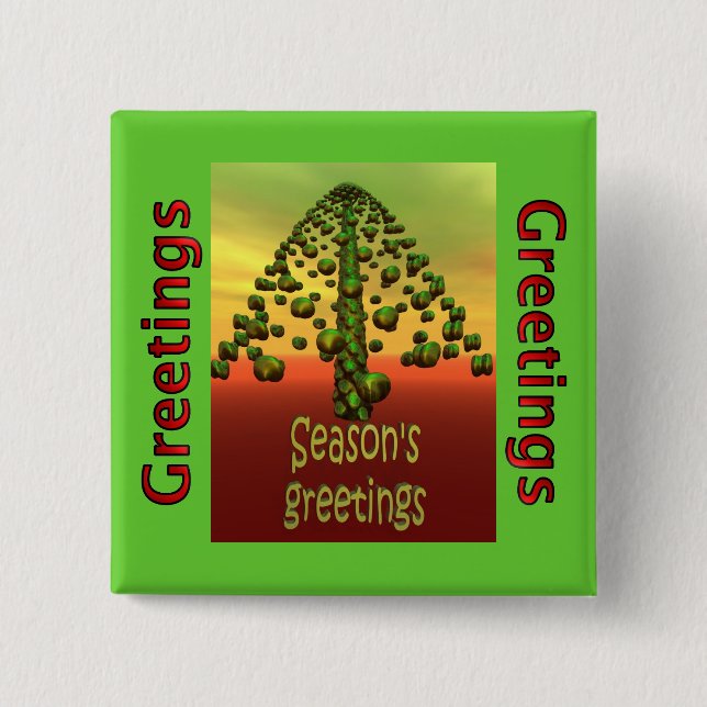 3D shining green tree 15 Cm Square Badge (Front)