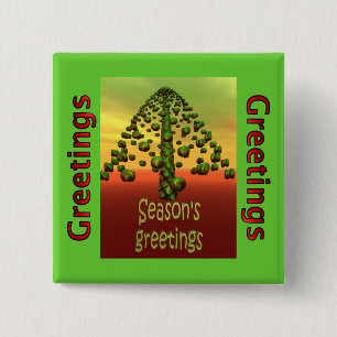 3D shining green tree 15 Cm Square Badge