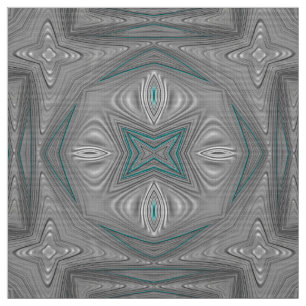 3D! Silver Grey White Turquoise ~ Fabric