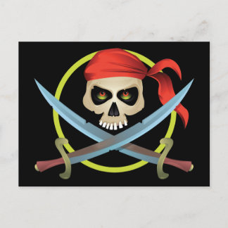 3D Skull and Crossbones Postcard