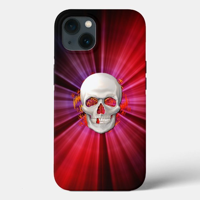 3D Skull in Glowing Fire Case-Mate iPhone Case (Back)