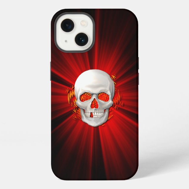3D Skull in Glowing Fire iPhone Case (Back)
