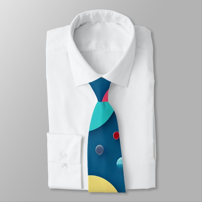 3D Smile Circles Rainbow Pattern Tie (Tied)