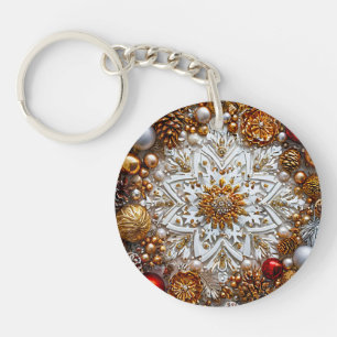 3d snowflake ornament key ring